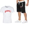 Backwoods Man Sportswear set Fitness summer print men shorts + T-shirt men's suit  Pocket zipper set 2 pieces sets