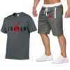 Jordan23  Men T shirt+Beach Shorts Sets Summer Jogging Pants T-shirt Sportswear streetwear