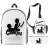 Rick Morty / Cookies Cartoon Print Backpack Casual Graphic Bag 3Pcs/Set
