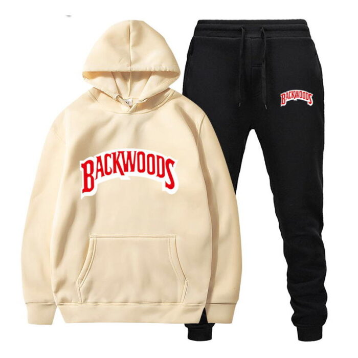Backwoods Men's Set Fleece Hoodie Pant Thick Warm Tracksuit Sportswear Hooded Track Suits Male Sweatsuit Tracksuit