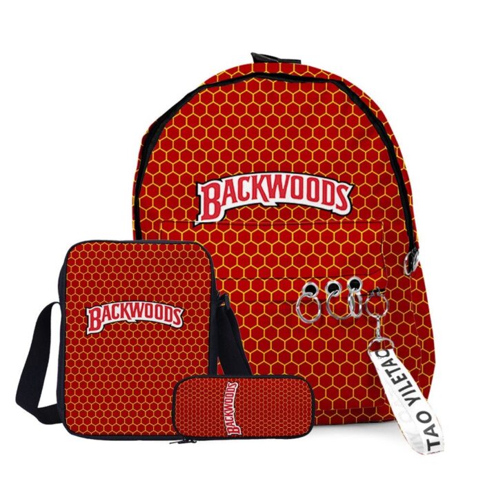 3D Printed Backwoods Backpack 3pcs Set Slash Zipper Backpack3d Printed Backpack School Student Casual  Laptop Bag