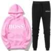 Woman Fashion Yes Boss Tracksuit 2 Piece Set Autumn Winter Pullover Hoodie+Pants Sports Suit Female Sweatshirt Sportswear Suit