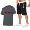 Jordan23  Men T shirt+Beach Shorts Sets Summer Jogging Pants T-shirt Sportswear streetwear