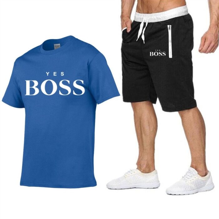 Funny Men T shirt+Beach Shorts Sets Summer Sportswear T-shirt streetwear