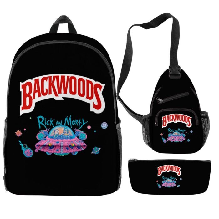 Rick Morty / Cookies Cartoon Print Backpack Casual Graphic Bag 3Pcs/Set