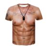 3D Muscle T Shirt Men Summer Short Sleeve Fitness Tee Cool Streetwear 3D Print Fake Muscle T-shirt