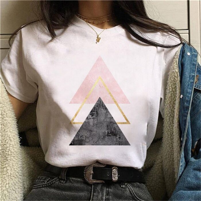 Geometry Printed T Shirt Women 90s Graphic T-shirt Harajuku Tops Tee