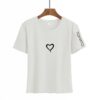 Harajuku Heart Print T Shirt Women Short Sleeve O Neck Loose Tshirt
