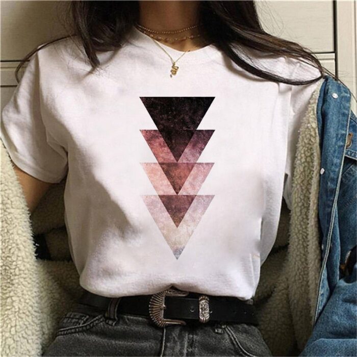 Geometric Figure Printed T Shirt Women 90s Short Sleeve Summer TShirt Harajuku Fashion Landscape T-shirt