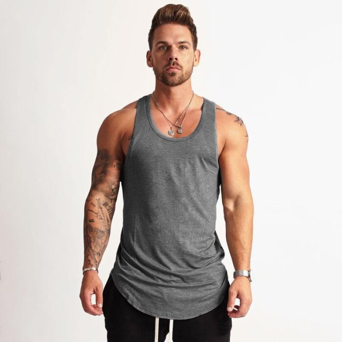 Gym Workout Sleeveless Shirt Tank Top Men Bodybuilding Clothing Fitness Mens Sportwear Vests Muscle Men Tank Tops
