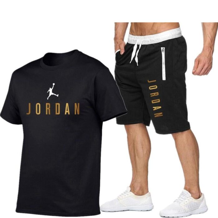 2-piece Men's Sportswear Suit Basketball Sports Fitness Jordan-23 Printed Short Sleeve Suit