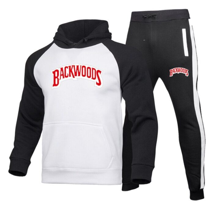 men's sportswear suit backwoods printed sports suit men's sports hooded sweatpants 2 jogging suit