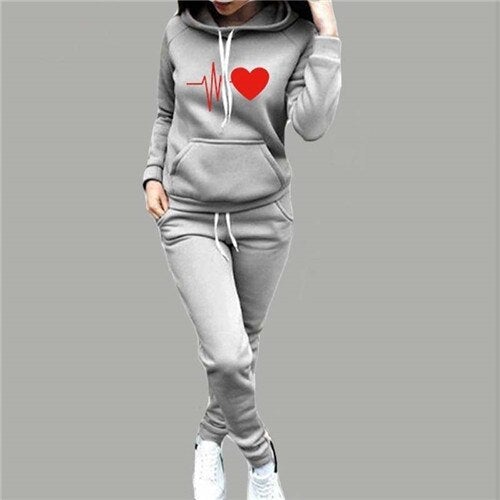 Tracksuit Women Hooded Sweatshirt + Pants Sets Sportswear Suit Casual Hoodies with Pockets Two Piece Set
