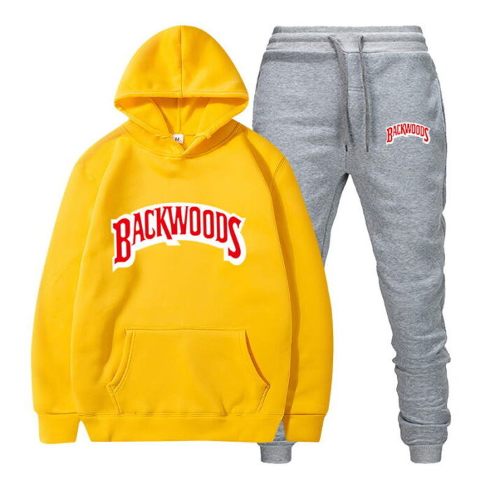 Backwoods Men's Set Fleece Hoodie Pant Thick Warm Tracksuit Sportswear Hooded Track Suits Male Sweatsuit Tracksuit