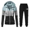 Autumn Winter Tracksuit 2 Piece Set Zipper Patchwork Jacket Hoodie+Pants Sportwear Women's Sports Suit Female Clothing
