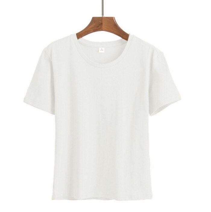 Women Casual Harajuku Fashion T-shirt Feather Print Loose O-neck Short Sleeve Elastic Stretched