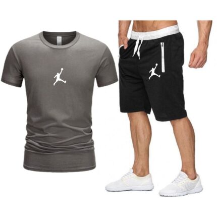 Jordan23 Men T shirt+Beach Shorts Sets Summer Jogging Pants T-shirt Tracksuit Funny Streetwear