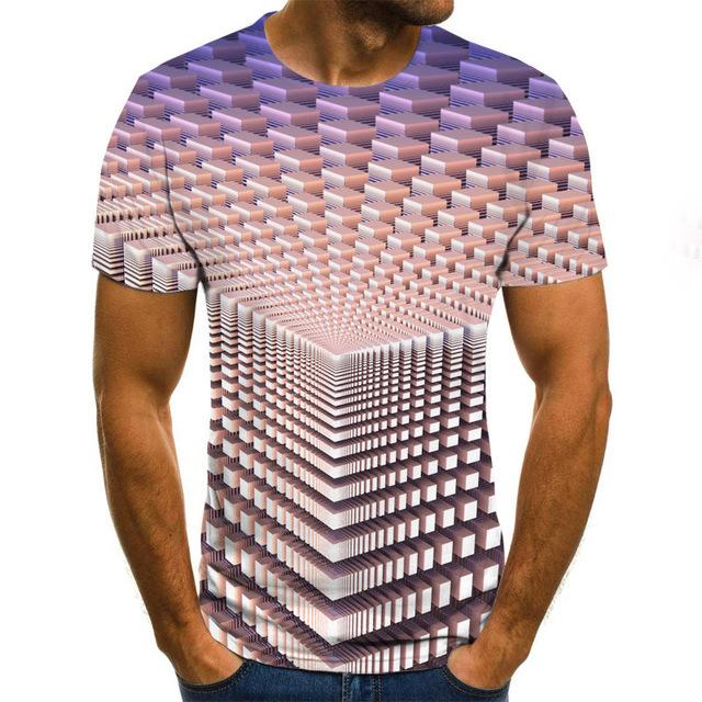 Three-dimensional vortex Men Tshirt 3D Printed Summer O-Neck Daily Casual Funny T shirt