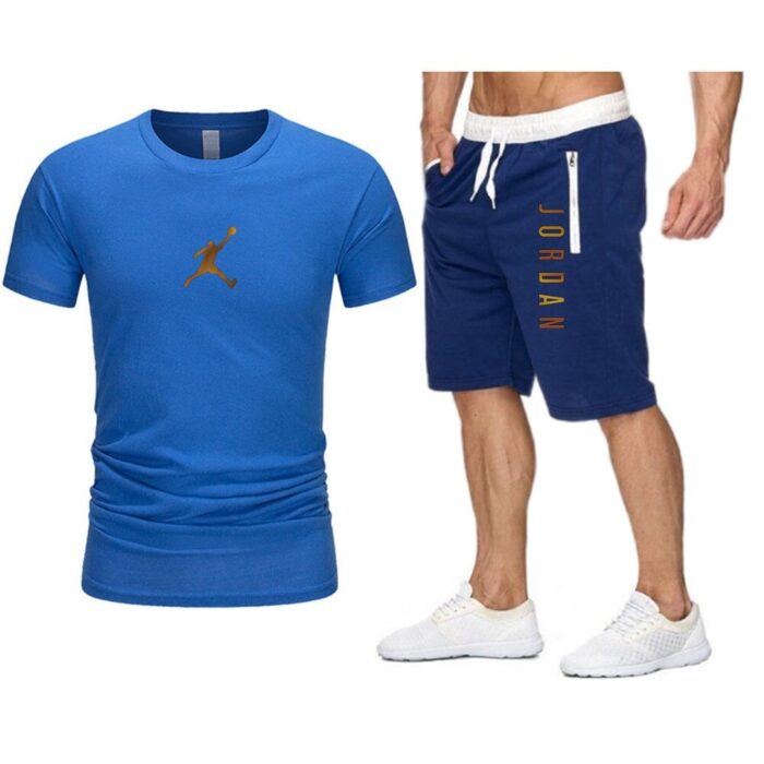 Jordan23 Men T shirt+Beach Shorts Sets Summer Jogging Pants T-shirt Tracksuit Funny Streetwear