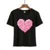 Harajuku Heart Print T Shirt Women Short Sleeve O Neck Loose Tshirt
