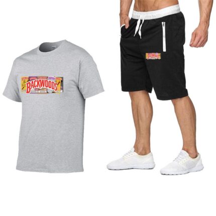 Men's T Shirt Backwoods Letter Print T Shirt + Shorts Suit