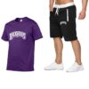 Backwoods Men's Casual Sports Suit Zipper Shorts + T-shirt Men's Suit （White letters）